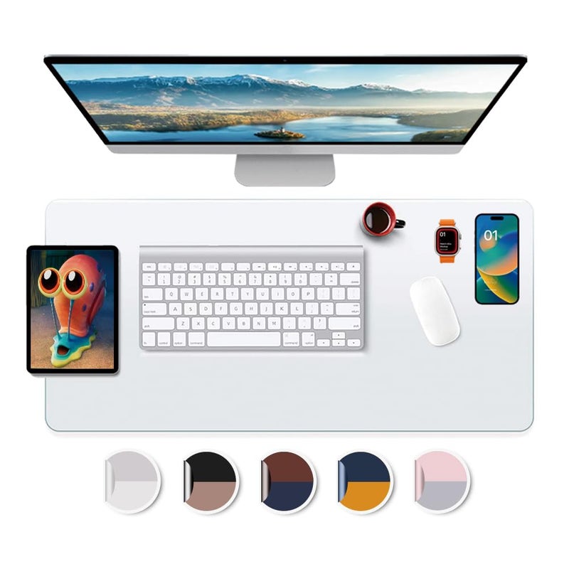 Wadrac Clear Desk Mat Blotter Protector Vinyl Top Office Home Table Desk for Laptop Computer Desktop Keyboard 16x32 In Plastic Crystal Wipeable Non-glare Mat Waterproof with Mouse Pad - Image 1
